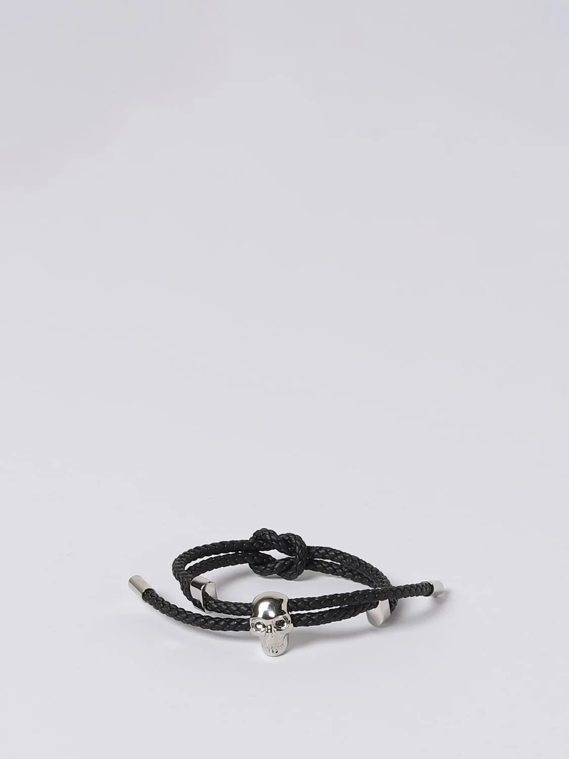 Bracciale Skull McQueen in pelle intrecciata