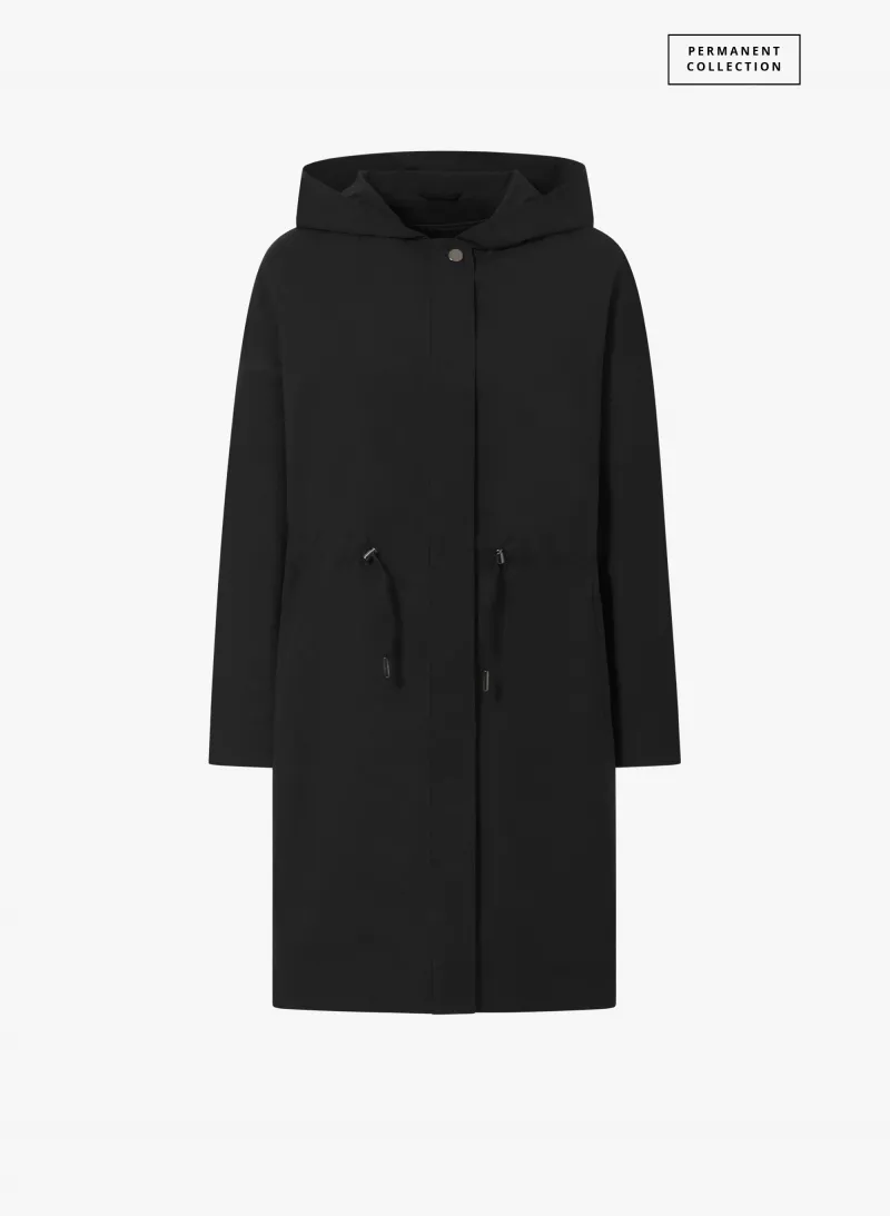 Parka nero in tessuto tecnico antigoccia