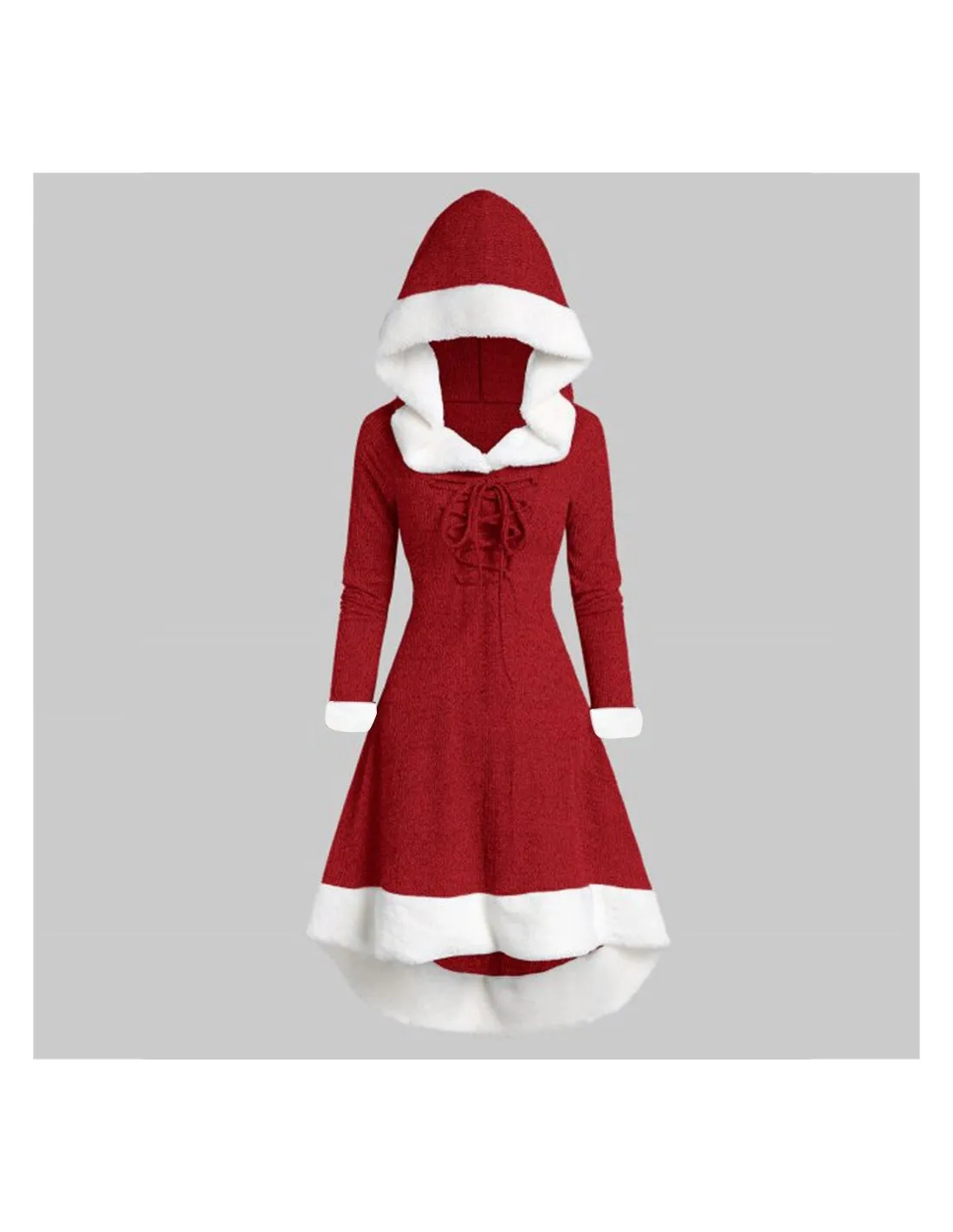 Vestito da donna lungo da donna lungo con cappuccio, vintage, con cappuccio, abito patchwork, maniche lunghe