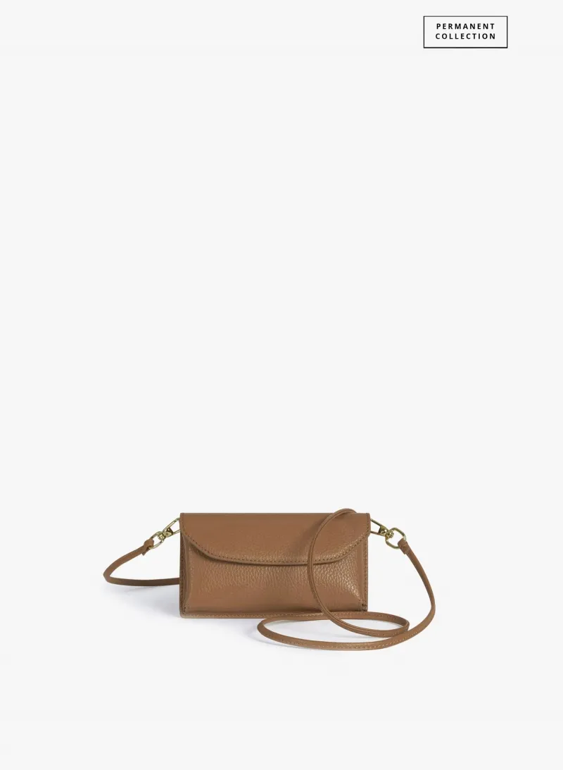 Portacellulare in pelle color tabacco