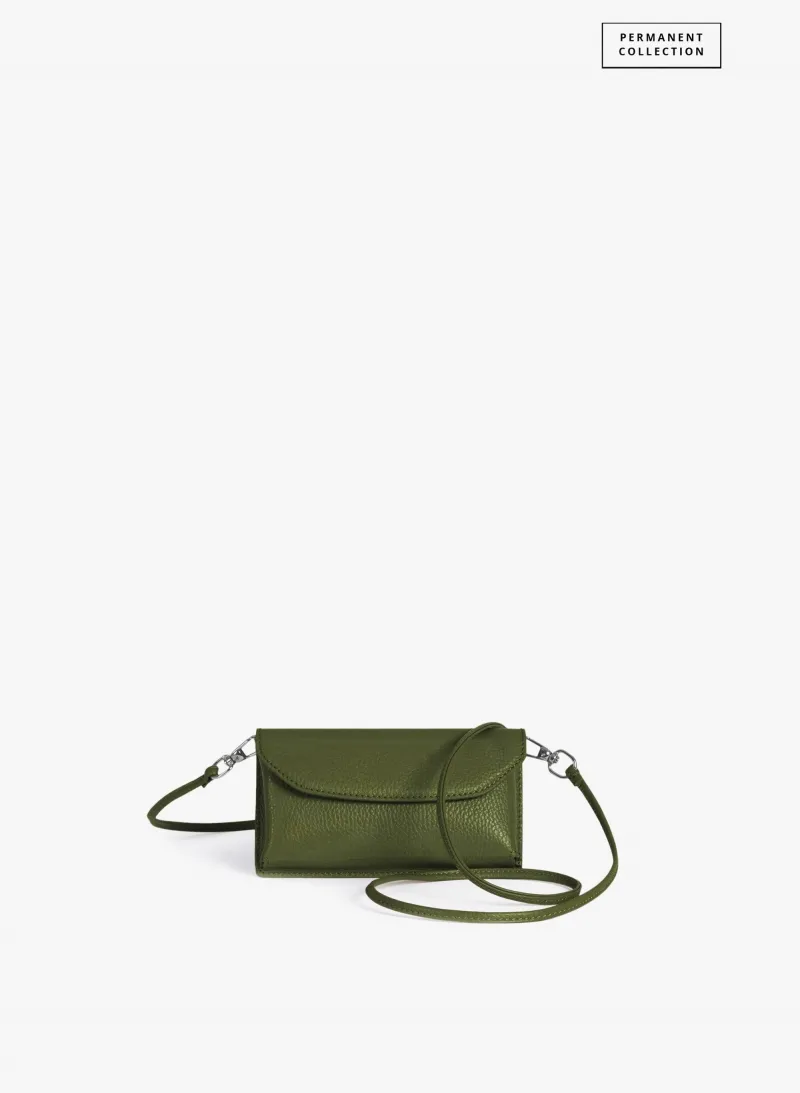 Portacellulare in pelle verde militare