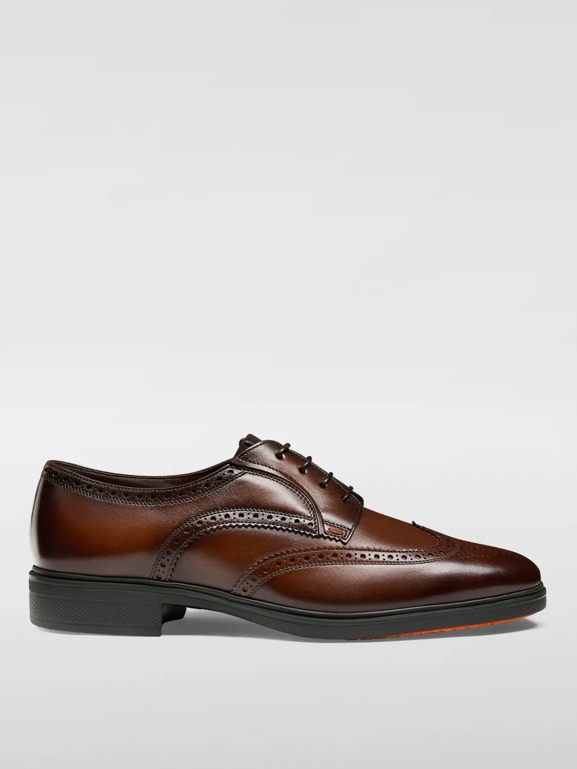 Oxford Santoni in pelle con motivo brogue a coda di rondine