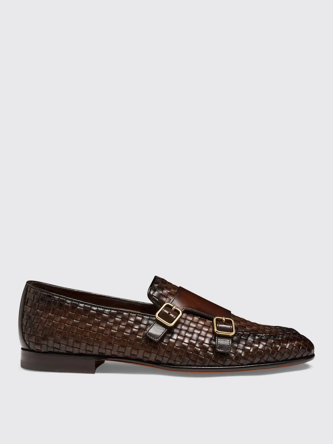 Monk Strap Santoni in pelle intrecciata