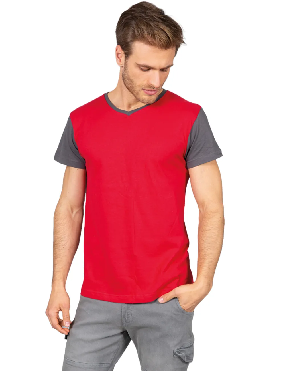 T-Shirt In Cotone Bicolore Gr. 150