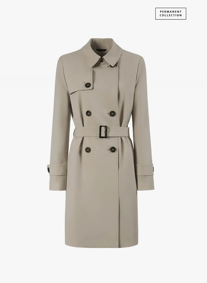 Trench doppio petto grigio in tessuto tecnico