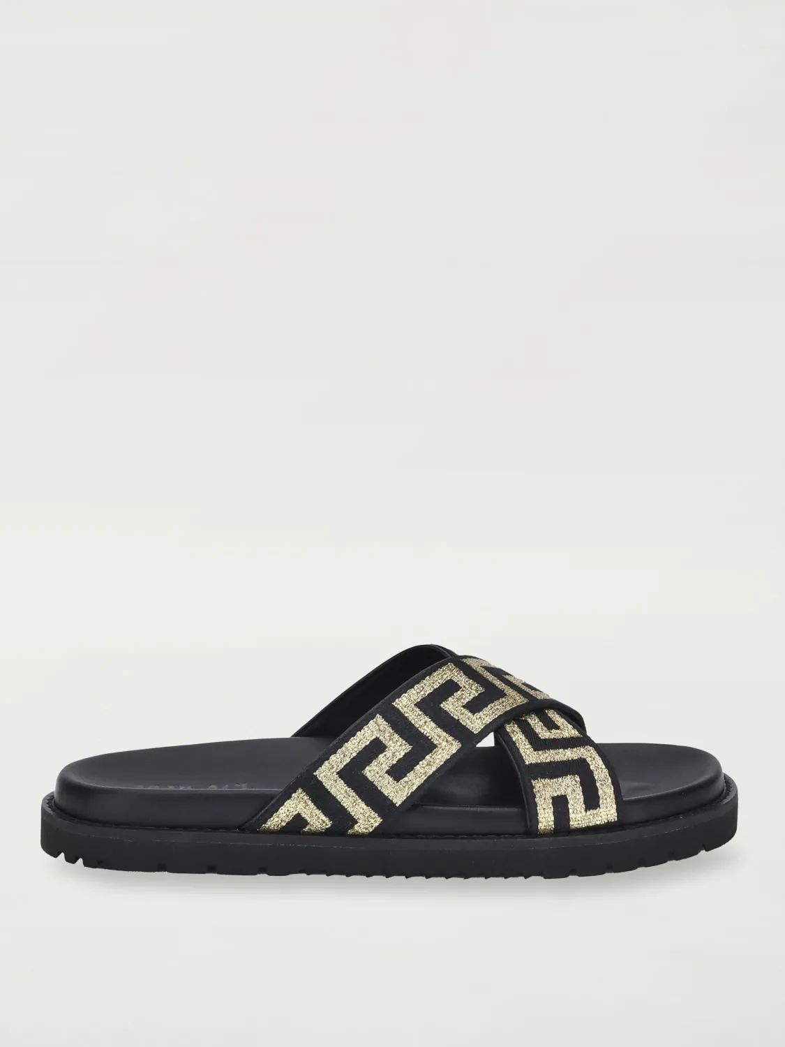 Sandalo Greca Versace in tessuto e pelle