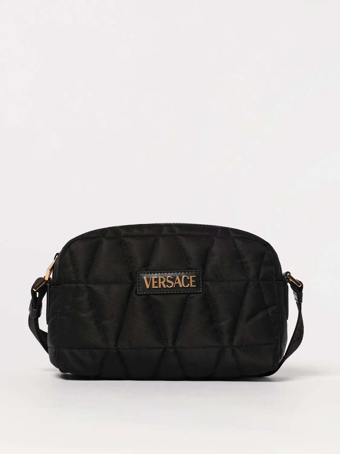 Borsa a tracolla in nylon con logo Versace