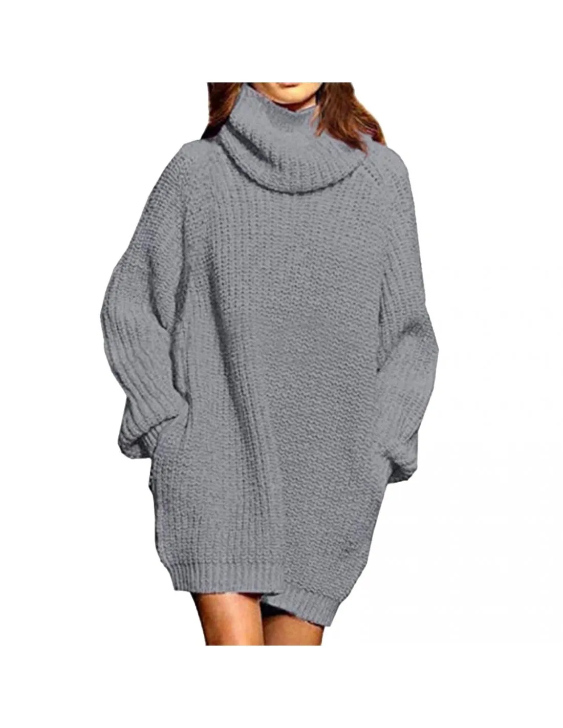 Women Autumn And Winter Long Sleeve High Neck Sweater Womens Medium Length Knitting Dress Dresses For Women