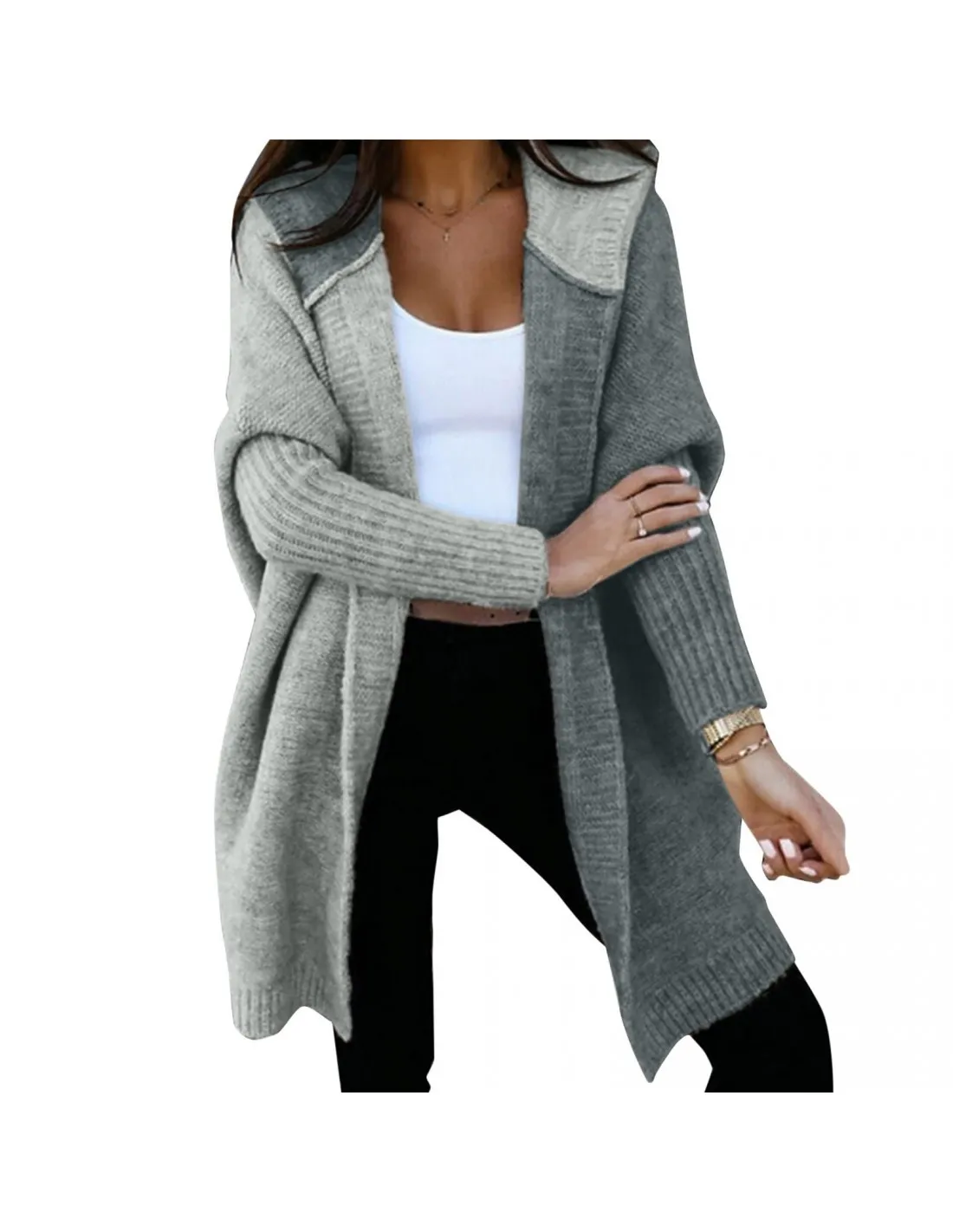 Women Color Blocking Loose Fashion Patchwork Sweater Knit Long Sleeve Cardigan Jacket Coat Open Long Sleeve For Women Wi