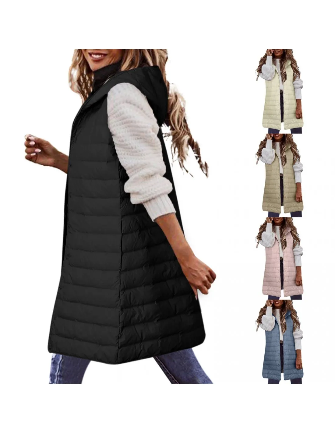 Women Winter Thin And Light Down Coat Vests Solid Color Sleeveless Hooded Vest Down Coat Slim Warm Outdoor Winter Coat V