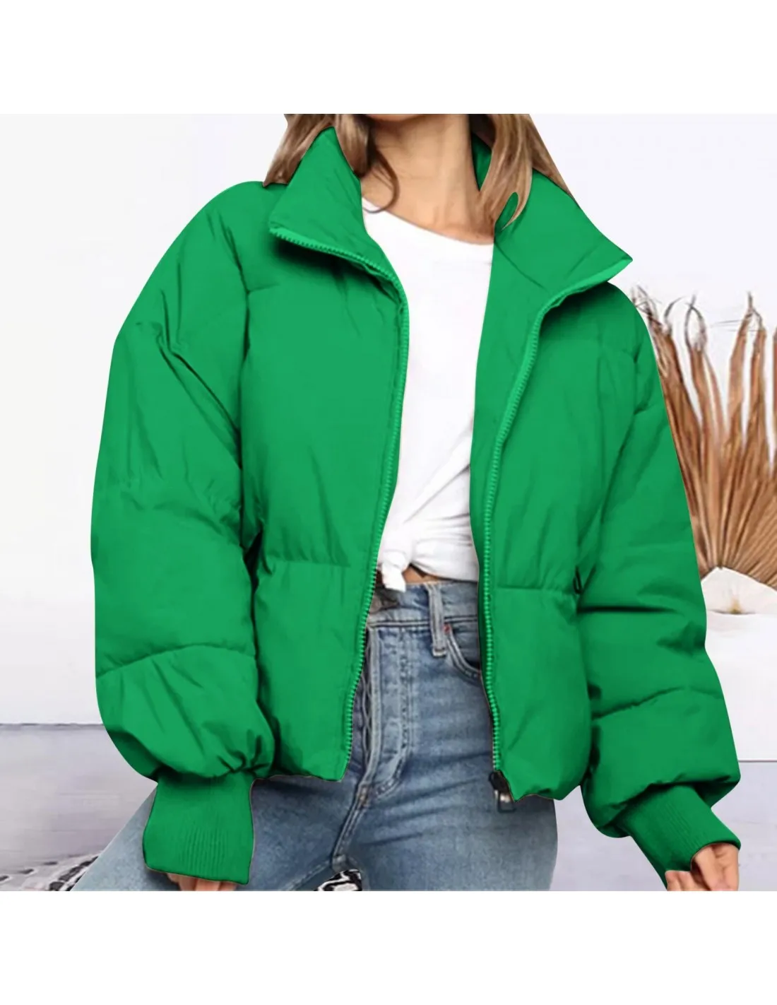 Women Winter Warm Outerwear Casual Solid Color Zipper Thicken Warm Down Jackets Short Coats Padded Outerwear Woman Coats