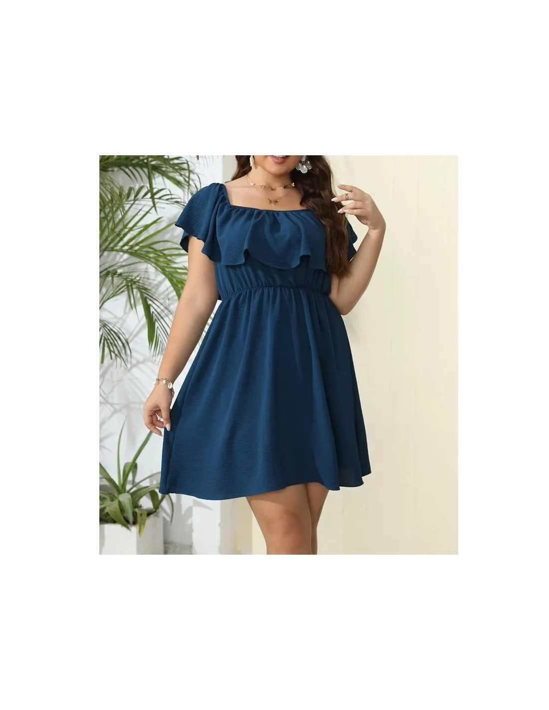 Abito da donna Plus Size Manica corta Nuovo Casual Boho Beach Abito estivo Donna con spalle scoperte Large Size Elegante Party M