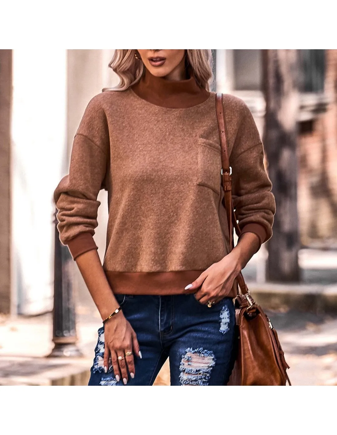 Womens Long Sleeve Sweater Pullovers Autumn Winter Turtleneck Top Sweater Thickened Warm Knitted Top Womens Turtleneck S